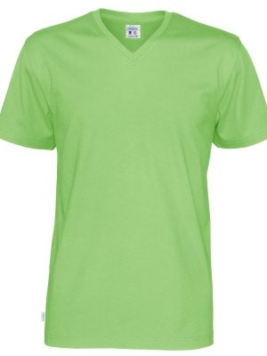 T-shirt met V hals - groen - heren