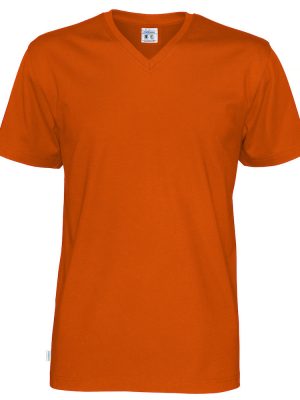 T-shirt met V hals - oranje - heren