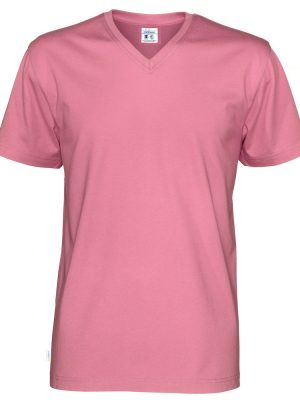 T-shirt met V hals - roze - heren