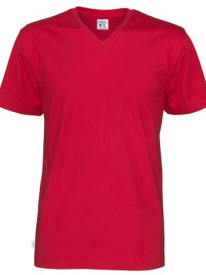 T-shirt met V hals - rood - heren