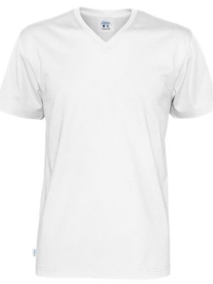 T-shirt met V hals - wit- heren